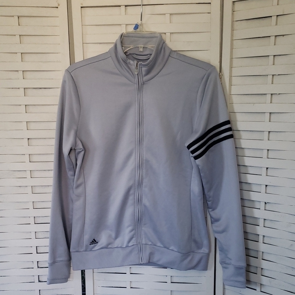 Adidas Gray Performance Womens Lightweight Swestshirt With Signature Stripes M